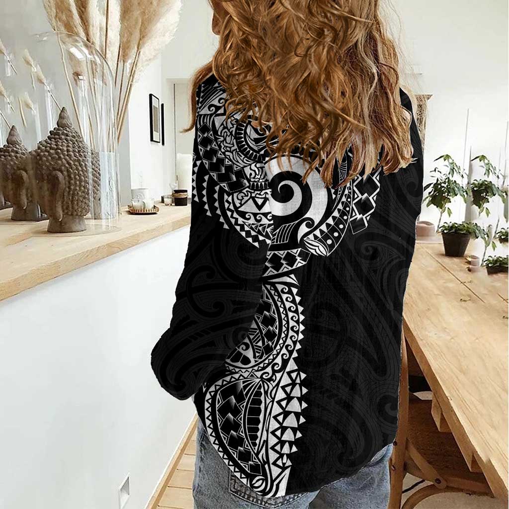 New Zealand Maori Koru Art Traditional Tattoo Women Casual Shirt Simple Style LT03 - Polynesian Pride
