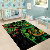 New Zealand Koru Plants and Pohutukawa Area Rug Maori Tattoo Pattern LT03 - Polynesian Pride