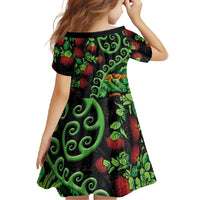 New Zealand Koru Plants and Pohutukawa Family Matching Off Shoulder Maxi Dress and Hawaiian Shirt Maori Tattoo Pattern LT03 - Polynesian Pride
