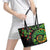 New Zealand Koru Plants and Pohutukawa Leather Tote Bag Maori Tattoo Pattern