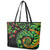 New Zealand Koru Plants and Pohutukawa Leather Tote Bag Maori Tattoo Pattern