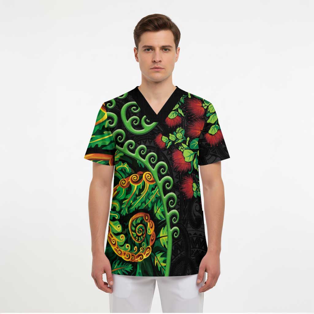 New Zealand Koru Plants and Pohutukawa Scrub Top Maori Tattoo Pattern - Polynesian Pride