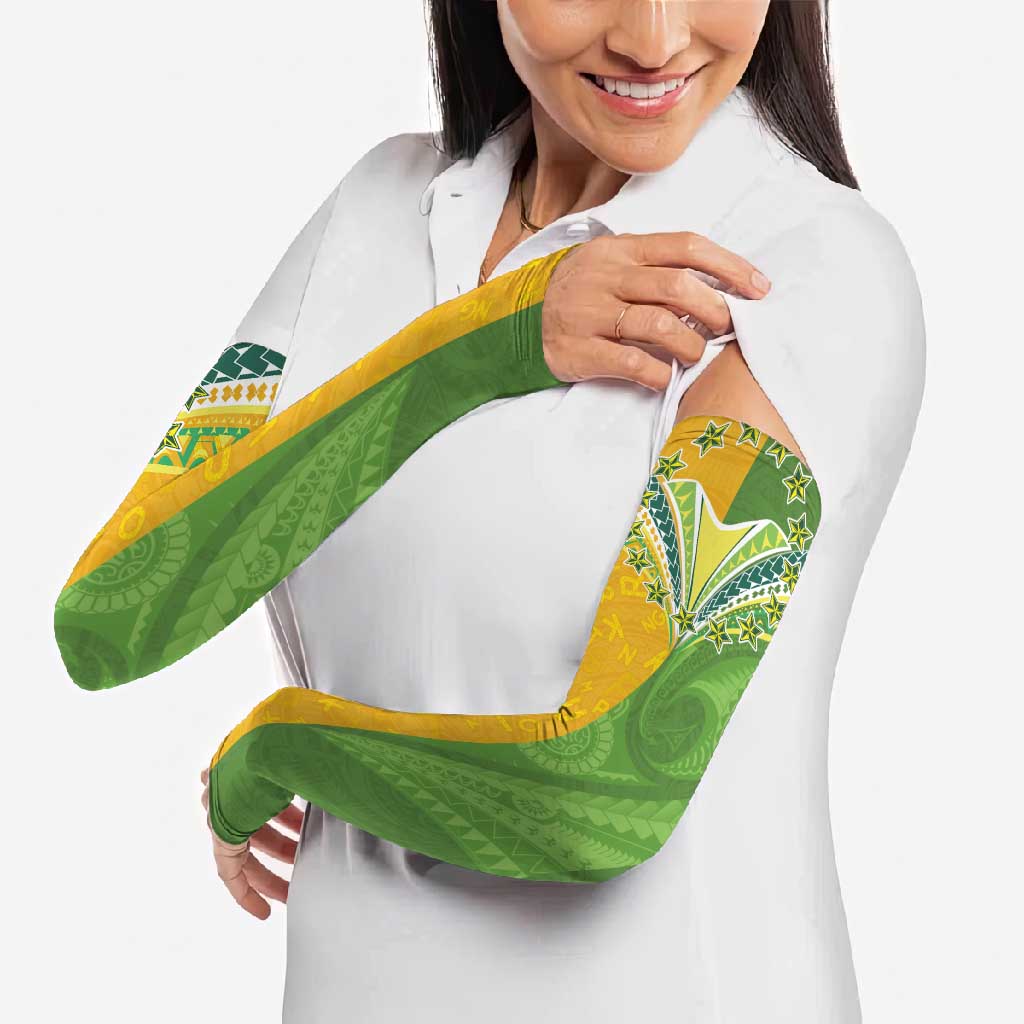 Cook Islands Language Week Arm Sleeves Tatau Pattern and Rarotongan Alphabet - Polynesian Pride