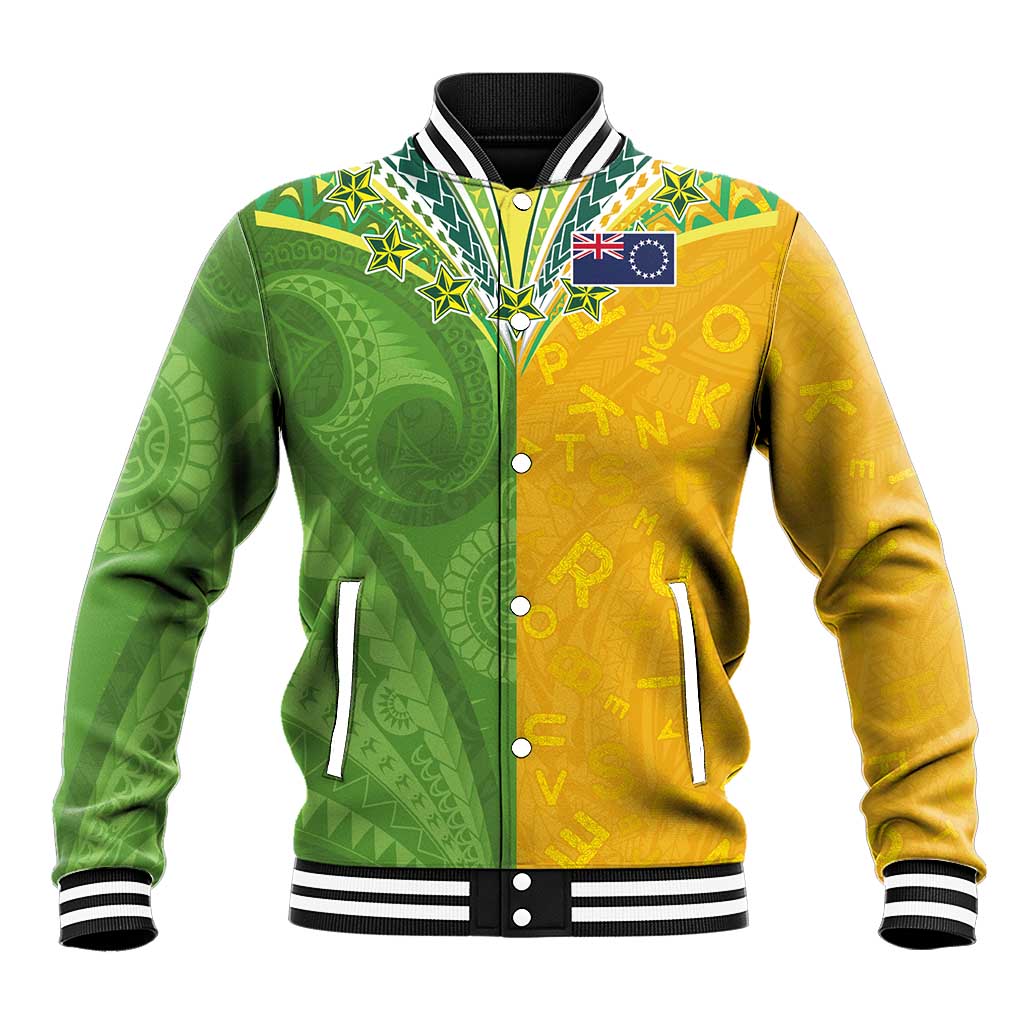 Cook Islands Language Week Baseball Jacket Tatau Pattern and Rarotongan Alphabet - Polynesian Pride