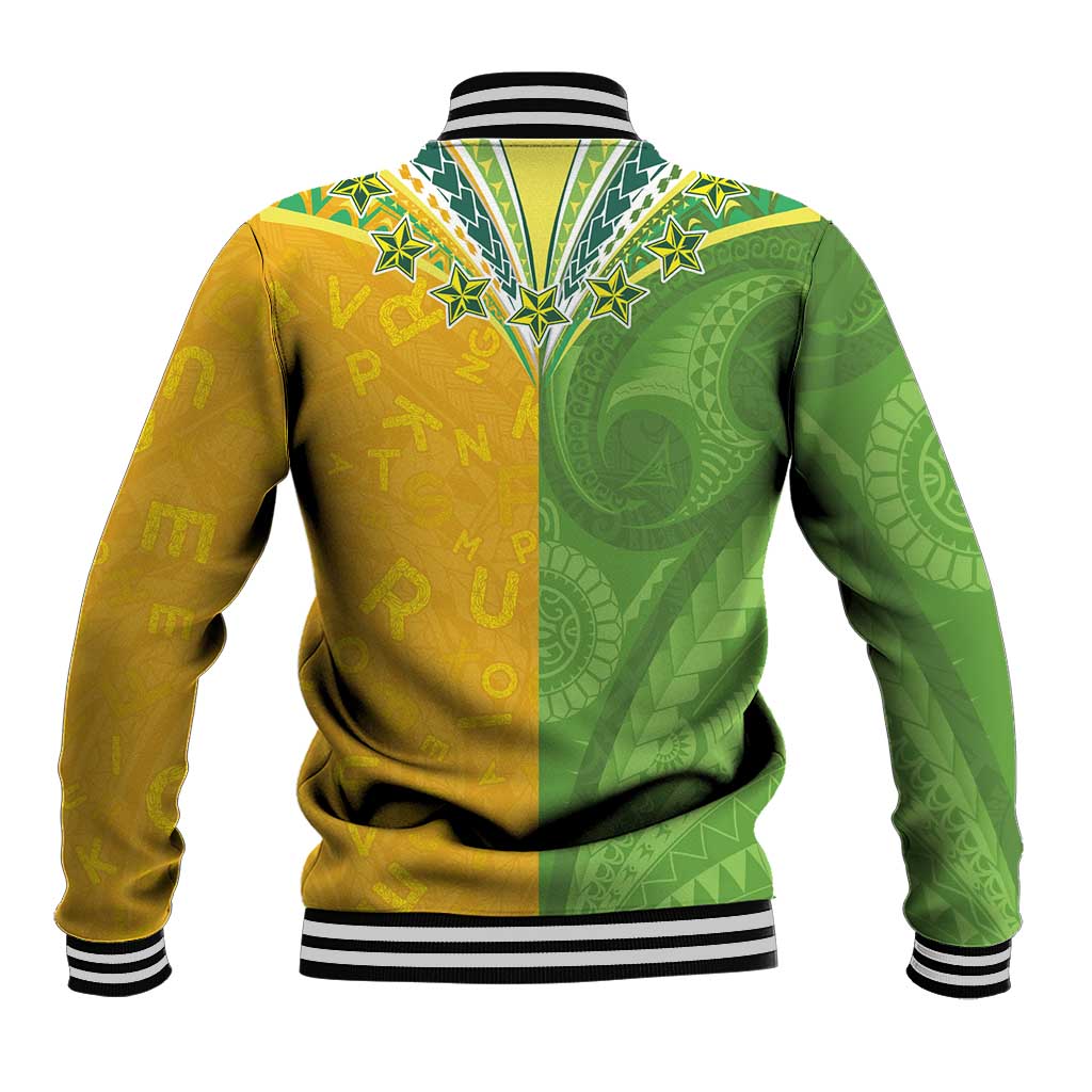 Cook Islands Language Week Baseball Jacket Tatau Pattern and Rarotongan Alphabet - Polynesian Pride