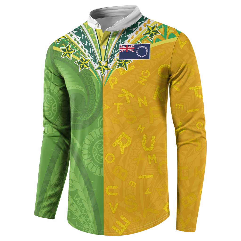 Cook Islands Language Week Button Sweatshirt Tatau Pattern and Rarotongan Alphabet - Polynesian Pride