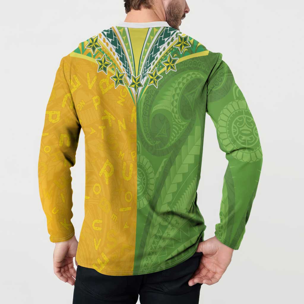 Cook Islands Language Week Button Sweatshirt Tatau Pattern and Rarotongan Alphabet - Polynesian Pride