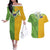 Cook Islands Language Week Couples Matching Off The Shoulder Long Sleeve Dress and Hawaiian Shirt Tatau Pattern and Rarotongan Alphabet - Polynesian Pride