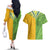 Cook Islands Language Week Couples Matching Off The Shoulder Long Sleeve Dress and Hawaiian Shirt Tatau Pattern and Rarotongan Alphabet - Polynesian Pride