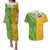Cook Islands Language Week Couples Matching Puletasi and Hawaiian Shirt Tatau Pattern and Rarotongan Alphabet - Polynesian Pride