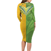 Cook Islands Language Week Family Matching Long Sleeve Bodycon Dress and Hawaiian Shirt Tatau Pattern and Rarotongan Alphabet LT03 - Polynesian Pride