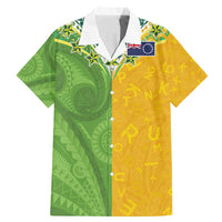 Cook Islands Language Week Family Matching Mermaid Dress and Hawaiian Shirt Tatau Pattern and Rarotongan Alphabet LT03 Dad's Shirt - Short Sleeve Green - Polynesian Pride