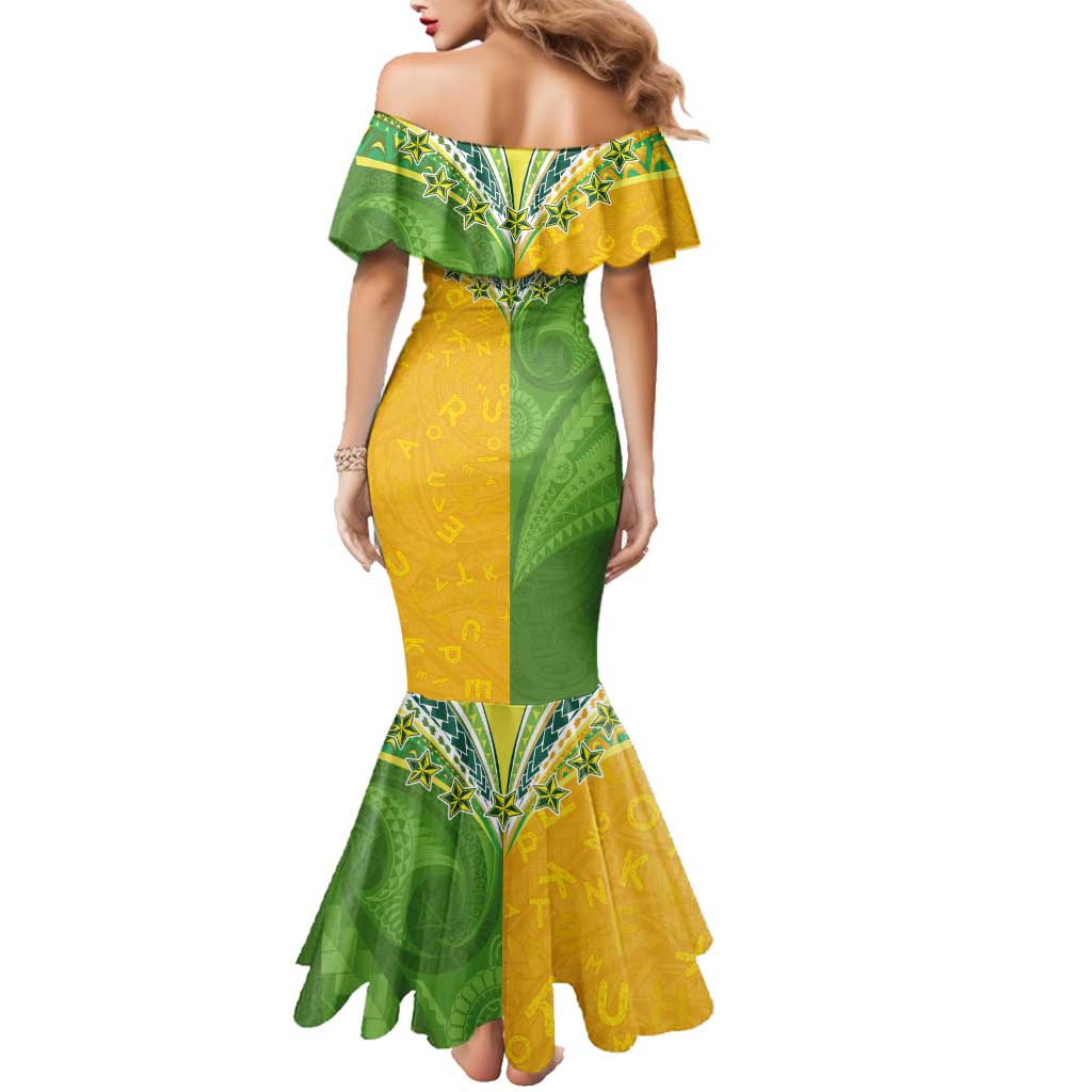 Cook Islands Language Week Family Matching Mermaid Dress and Hawaiian Shirt Tatau Pattern and Rarotongan Alphabet LT03 - Polynesian Pride