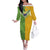 Cook Islands Language Week Family Matching Off The Shoulder Long Sleeve Dress and Hawaiian Shirt Tatau Pattern and Rarotongan Alphabet - Polynesian Pride