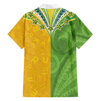 Cook Islands Language Week Family Matching Off Shoulder Maxi Dress and Hawaiian Shirt Tatau Pattern and Rarotongan Alphabet LT03 - Polynesian Pride
