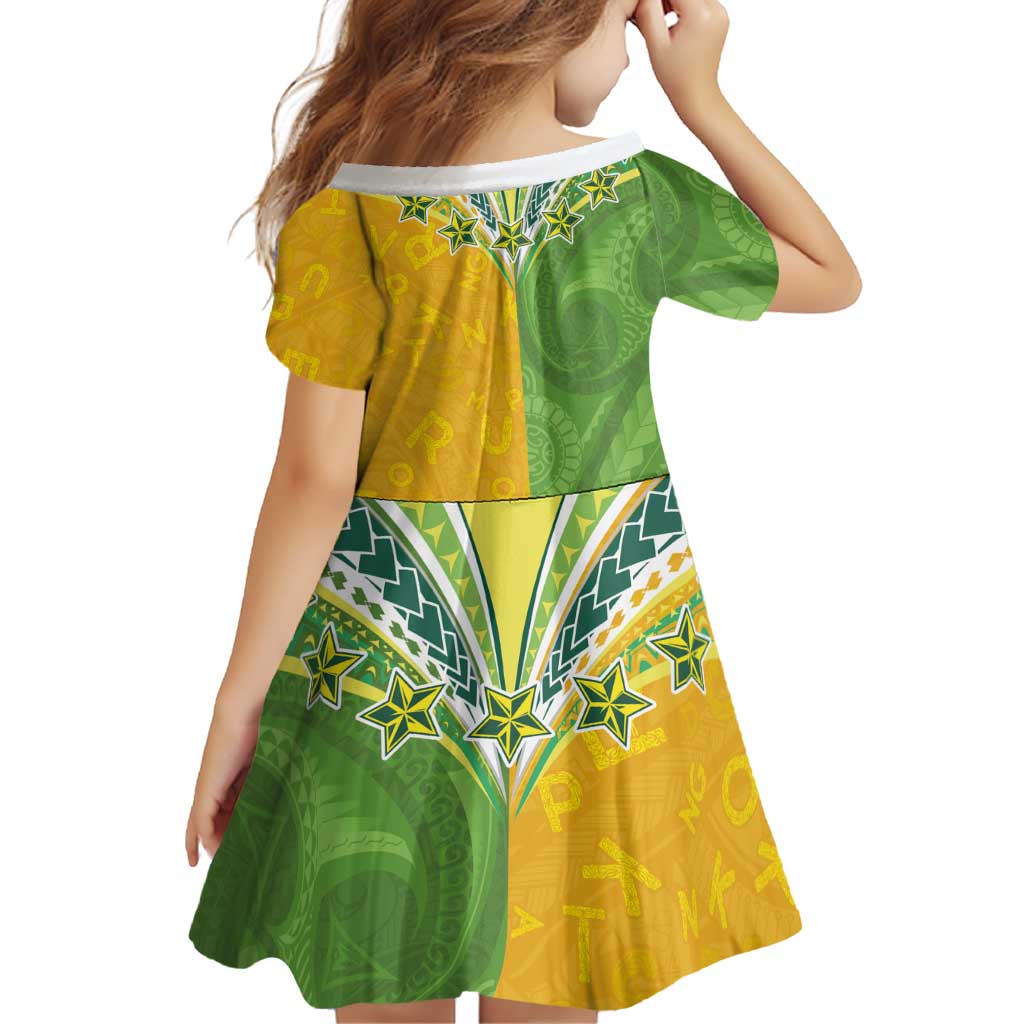 Cook Islands Language Week Family Matching Off Shoulder Short Dress and Hawaiian Shirt Tatau Pattern and Rarotongan Alphabet LT03 - Polynesian Pride