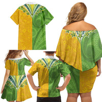 Cook Islands Language Week Family Matching Off Shoulder Short Dress and Hawaiian Shirt Tatau Pattern and Rarotongan Alphabet LT03 - Polynesian Pride