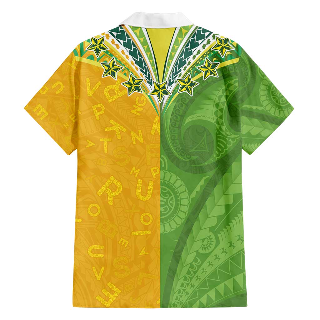 Cook Islands Language Week Family Matching Off Shoulder Short Dress and Hawaiian Shirt Tatau Pattern and Rarotongan Alphabet LT03 - Polynesian Pride
