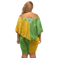 Cook Islands Language Week Family Matching Off Shoulder Short Dress and Hawaiian Shirt Tatau Pattern and Rarotongan Alphabet LT03 - Polynesian Pride