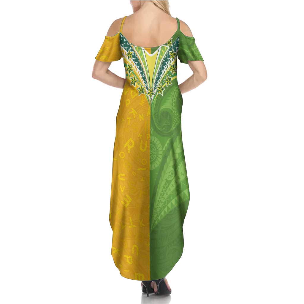 Cook Islands Language Week Family Matching Summer Maxi Dress and Hawaiian Shirt Tatau Pattern and Rarotongan Alphabet LT03 - Polynesian Pride