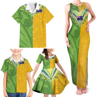 Cook Islands Language Week Family Matching Tank Maxi Dress and Hawaiian Shirt Tatau Pattern and Rarotongan Alphabet LT03 - Polynesian Pride
