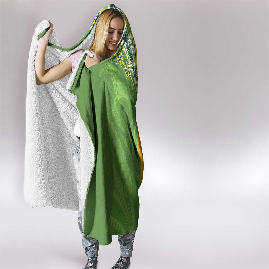 Cook Islands Language Week Hooded Blanket Tatau Pattern and Rarotongan Alphabet - Polynesian Pride