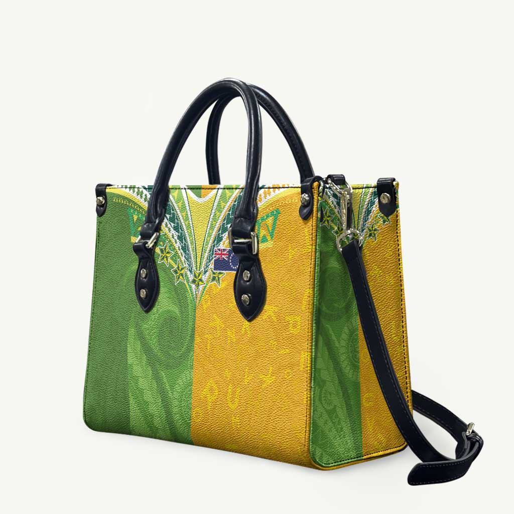 Cook Islands Language Week Leather Bag Tatau Pattern and Rarotongan Alphabet - Polynesian Pride