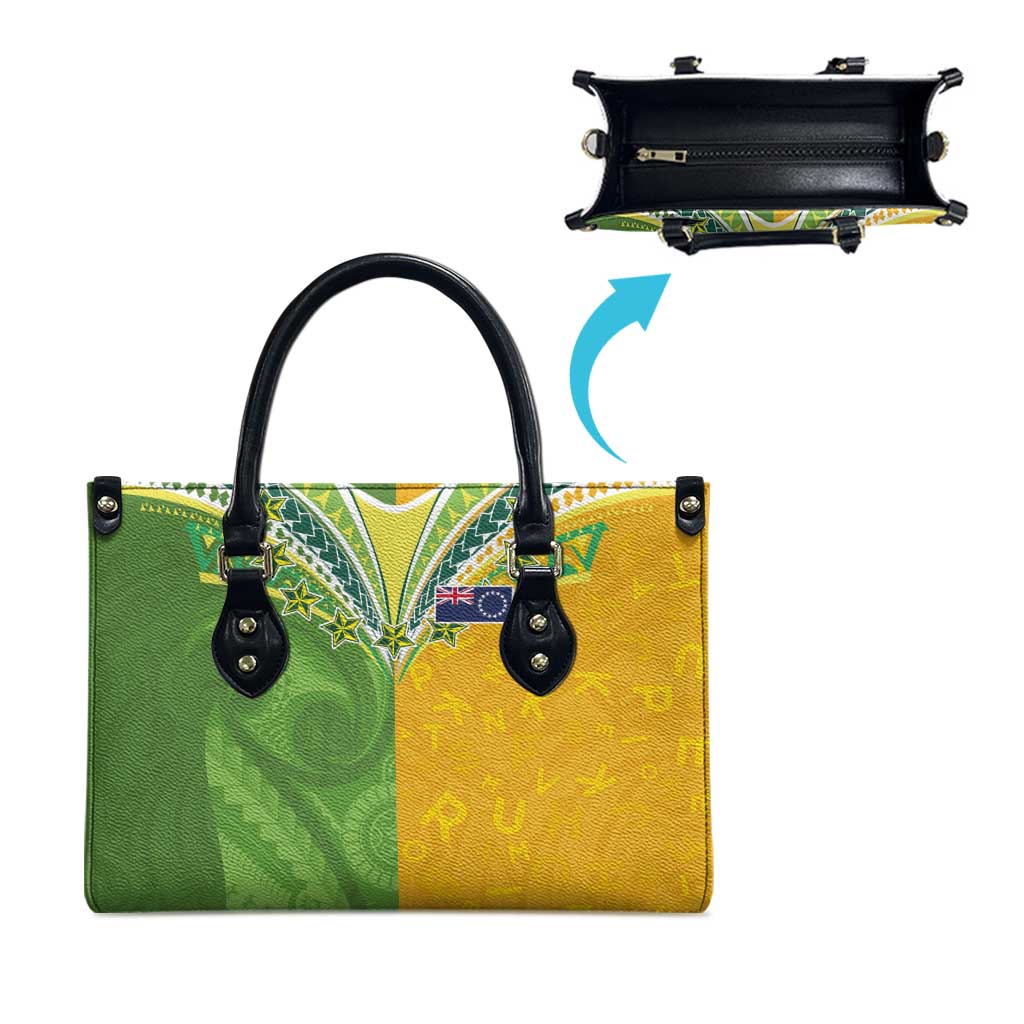 Cook Islands Language Week Leather Bag Tatau Pattern and Rarotongan Alphabet - Polynesian Pride