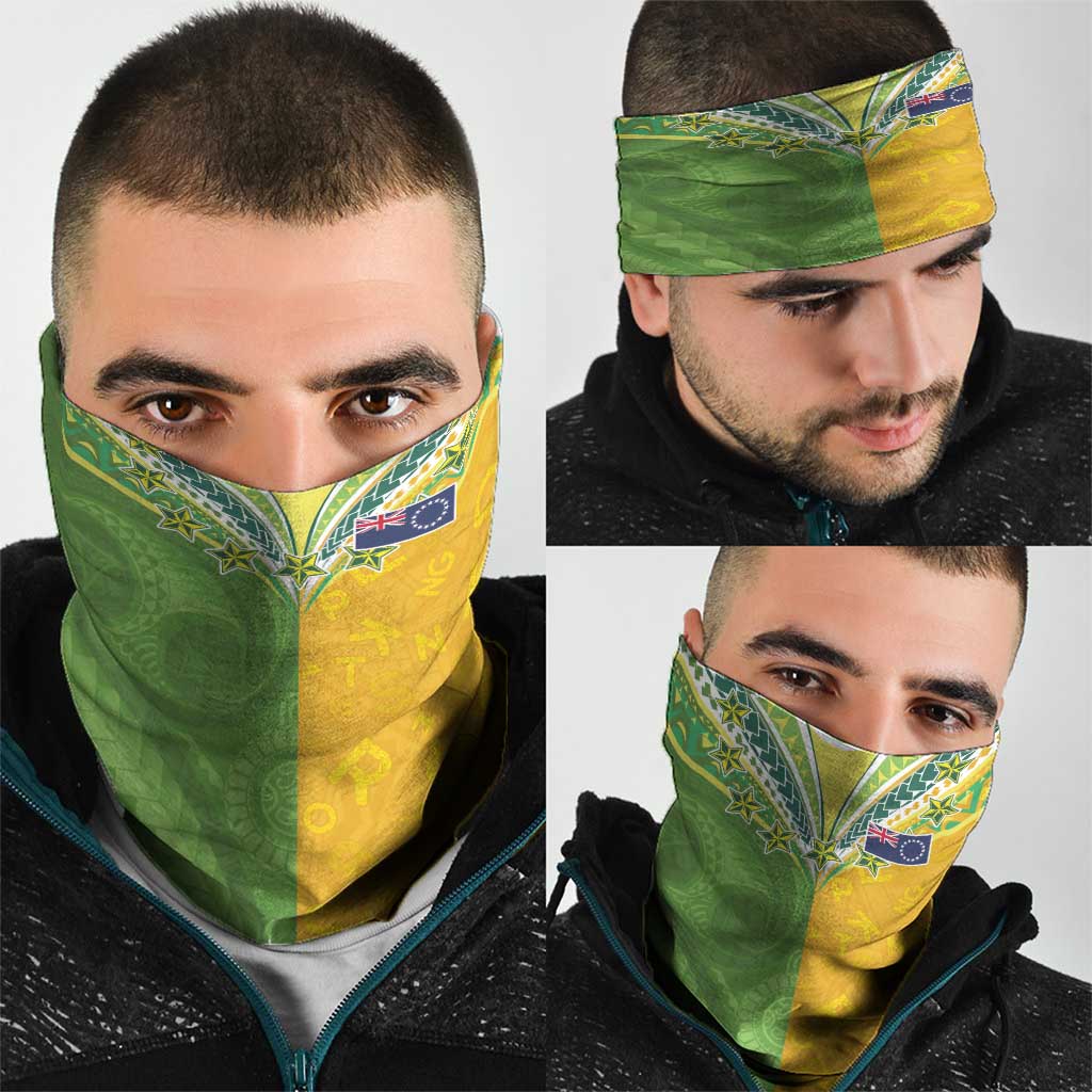 Cook Islands Language Week Neck Gaiter Tatau Pattern and Rarotongan Alphabet - Polynesian Pride