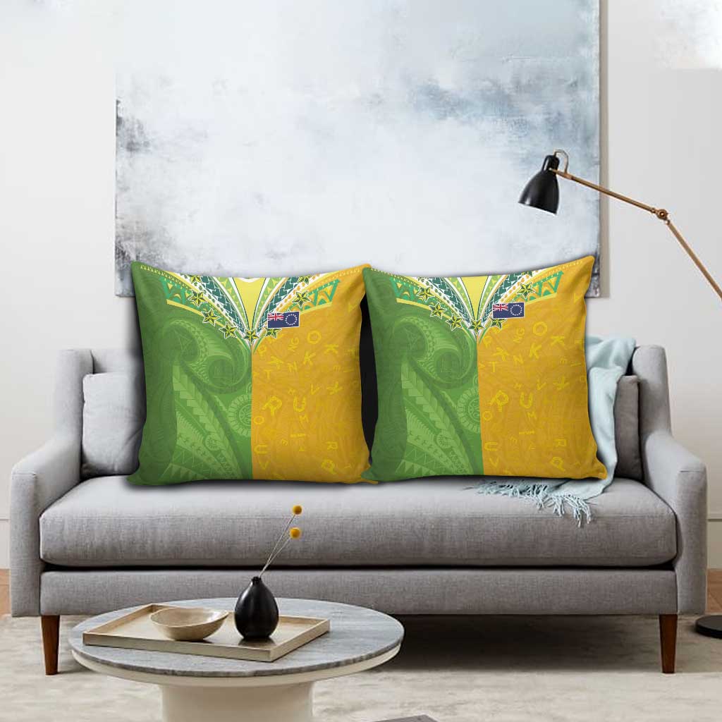 Cook Islands Language Week Pillow Cover Tatau Pattern and Rarotongan Alphabet - Polynesian Pride