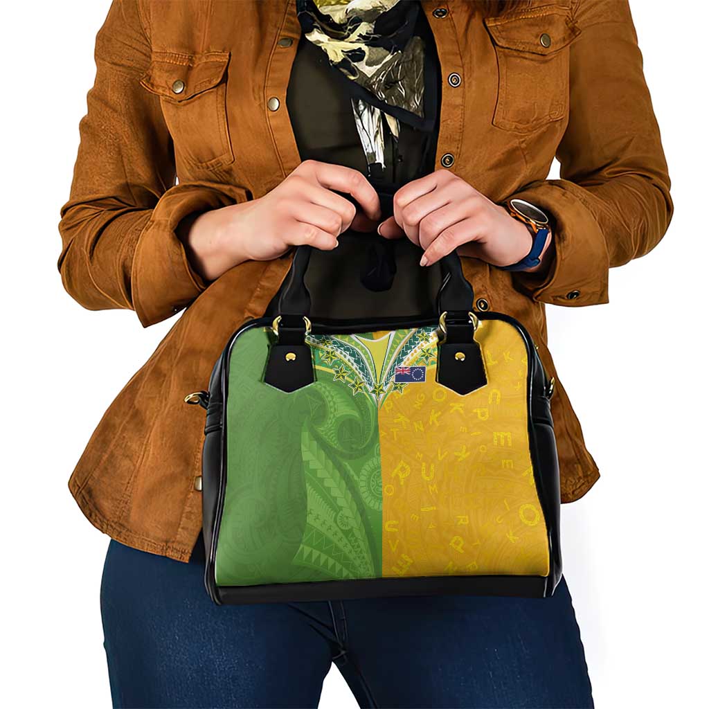 Cook Islands Language Week Shoulder Handbag Tatau Pattern and Rarotongan Alphabet - Polynesian Pride
