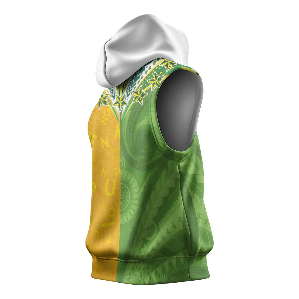 Cook Islands Language Week Sleeveless Hoodie Tatau Pattern and Rarotongan Alphabet - Polynesian Pride