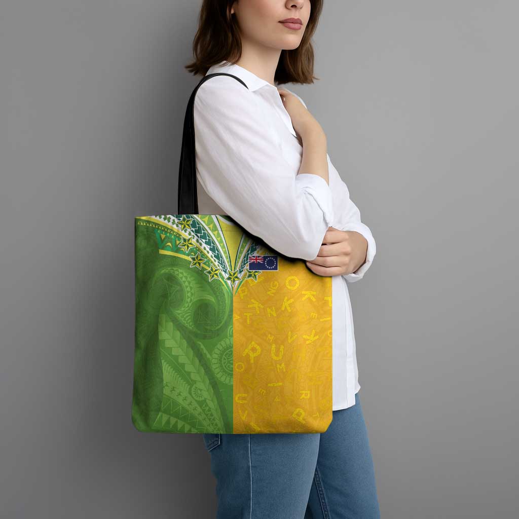 Cook Islands Language Week Tote Bag Tatau Pattern and Rarotongan Alphabet - Polynesian Pride