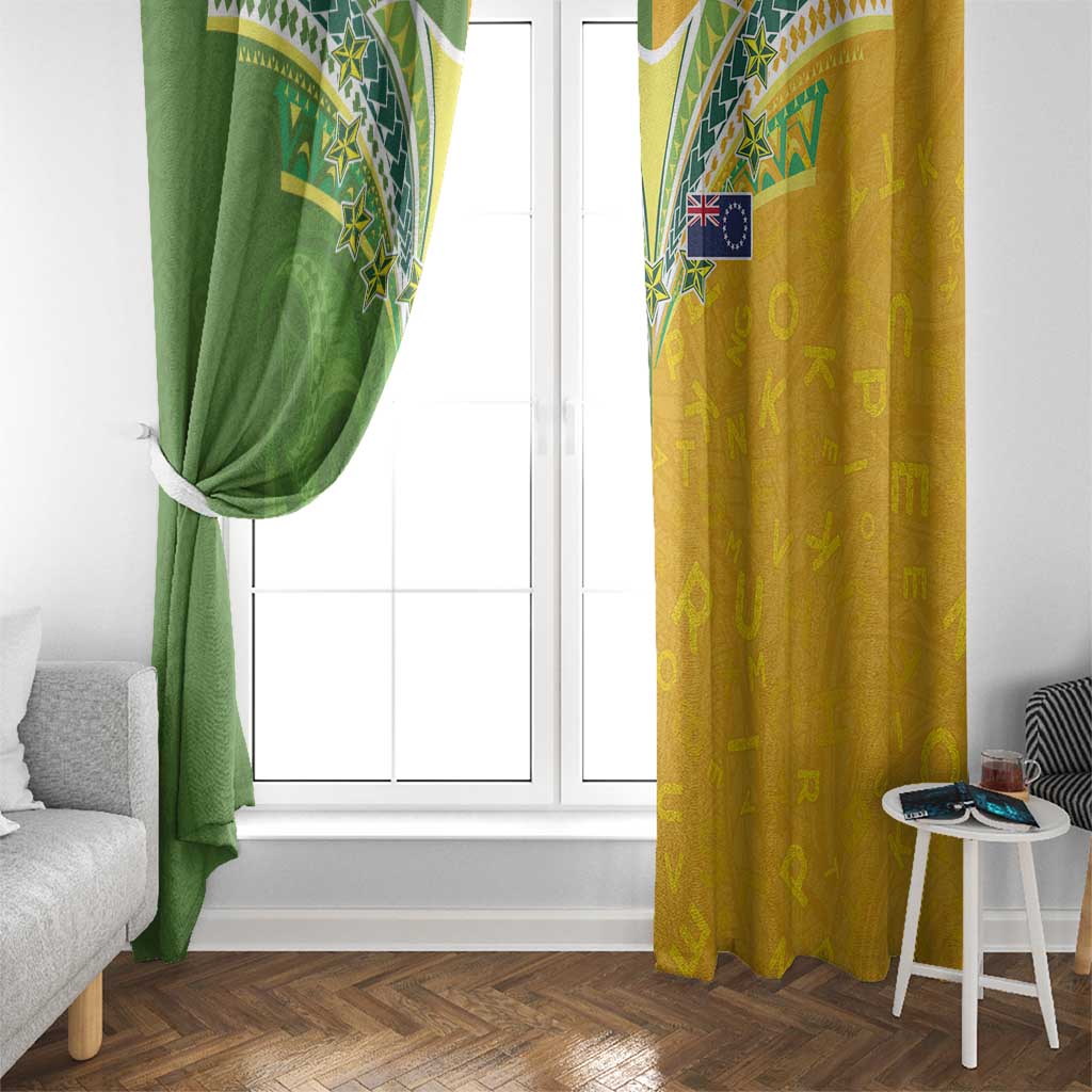 Cook Islands Language Week Window Curtain Tatau Pattern and Rarotongan Alphabet - Polynesian Pride
