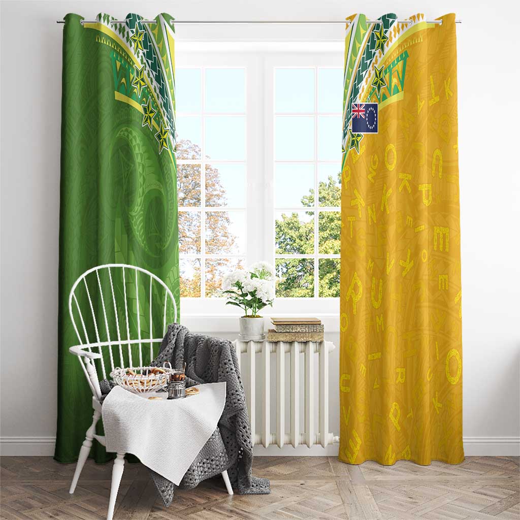Cook Islands Language Week Window Curtain Tatau Pattern and Rarotongan Alphabet - Polynesian Pride