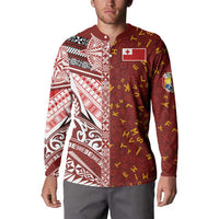 Tonga Language Week Button Sweatshirt Ngatu Pattern and Tongan Alphabet - Polynesian Pride