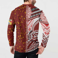 Tonga Language Week Button Sweatshirt Ngatu Pattern and Tongan Alphabet - Polynesian Pride