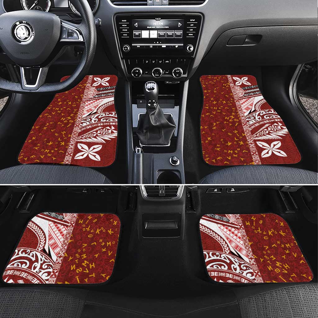 Tonga Language Week Car Mats Ngatu Pattern and Tongan Alphabet - Polynesian Pride