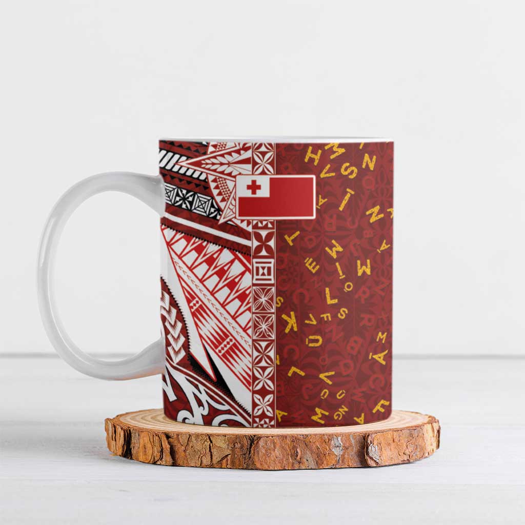 Tonga Language Week Ceramic Mug Ngatu Pattern and Tongan Alphabet - Polynesian Pride