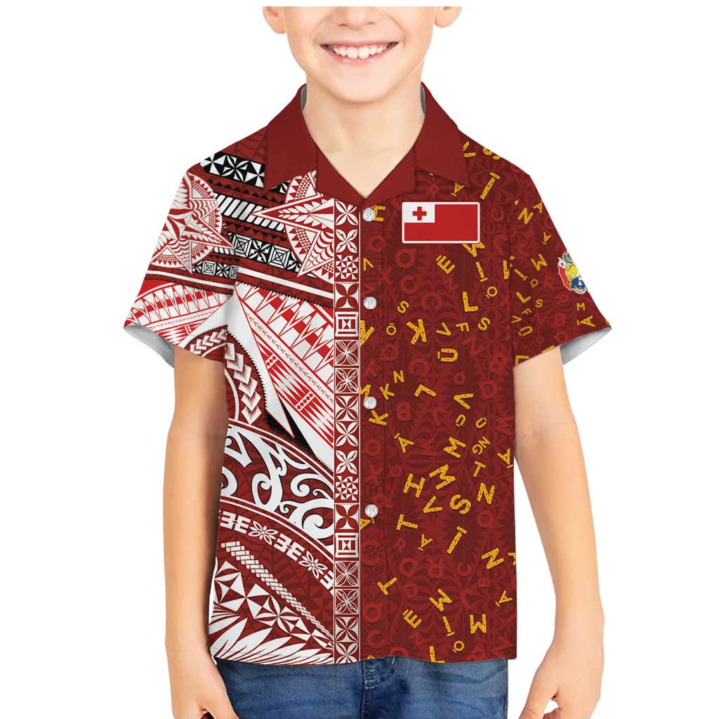 Tonga Language Week Family Matching Mermaid Dress and Hawaiian Shirt Ngatu Pattern and Tongan Alphabet - Polynesian Pride