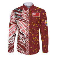 Tonga Language Week Family Matching Off Shoulder Maxi Dress and Hawaiian Shirt Ngatu Pattern and Tongan Alphabet - Polynesian Pride
