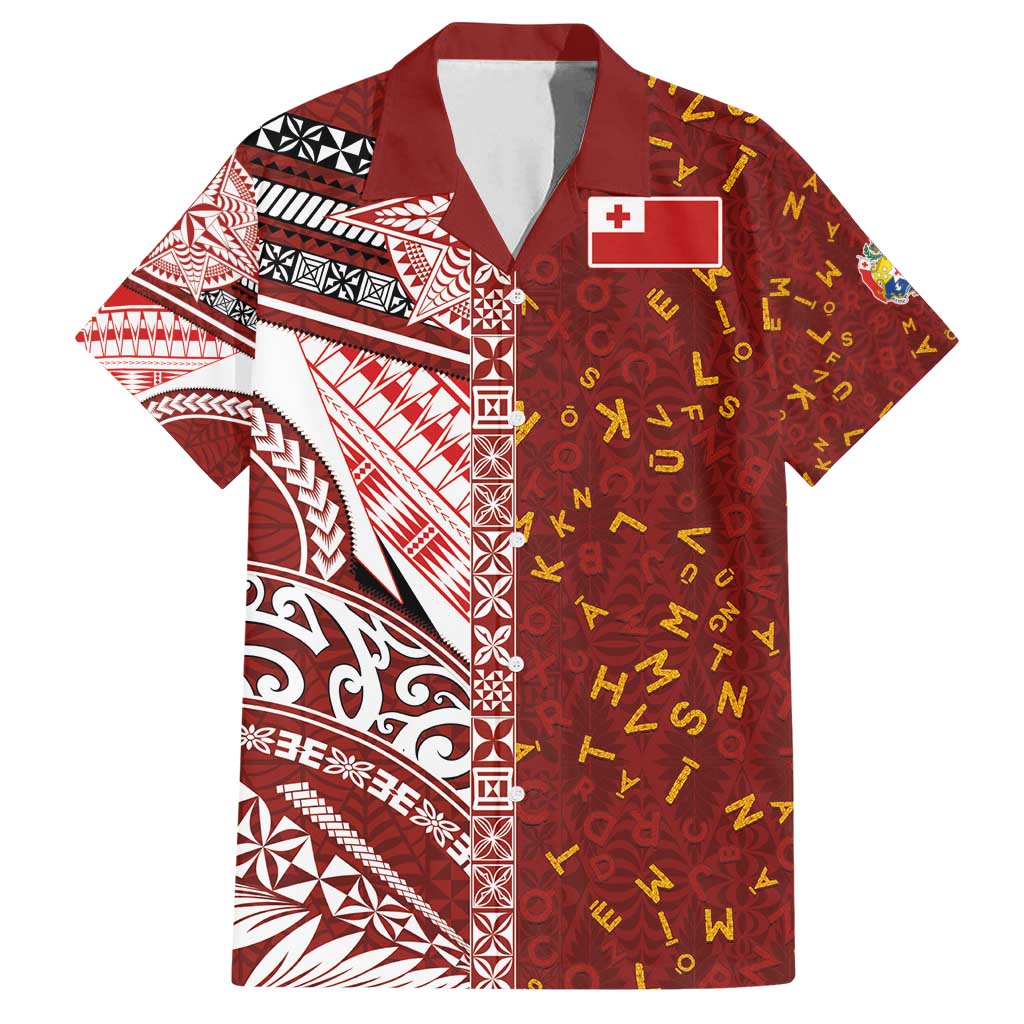 Tonga Language Week Family Matching Puletasi and Hawaiian Shirt Ngatu Pattern and Tongan Alphabet - Polynesian Pride