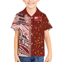 Tonga Language Week Family Matching Short Sleeve Bodycon Dress and Hawaiian Shirt Ngatu Pattern and Tongan Alphabet - Polynesian Pride