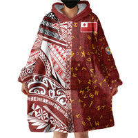 Tonga Language Week Wearable Blanket Hoodie Ngatu Pattern and Tongan Alphabet LT03 - Polynesian Pride