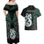New Zealand Couples Matching Off Shoulder Maxi Dress and Hawaiian Shirt Silver Fern and Manaia with Papua Shell Maori Tribal LT03 - Polynesian Pride