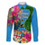 Personalised Malampa Fiji Day Family Matching Mermaid Dress and Hawaiian Shirt Tropical Plants Mix Polynesian and Tapa Pattern LT03 Dad's Shirt - Long Sleeve Blue - Polynesian Pride