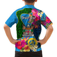 Personalised Malampa Fiji Day Kid Hawaiian Shirt Tropical Plants Mix Polynesian and Tapa Pattern LT03 - Polynesian Pride