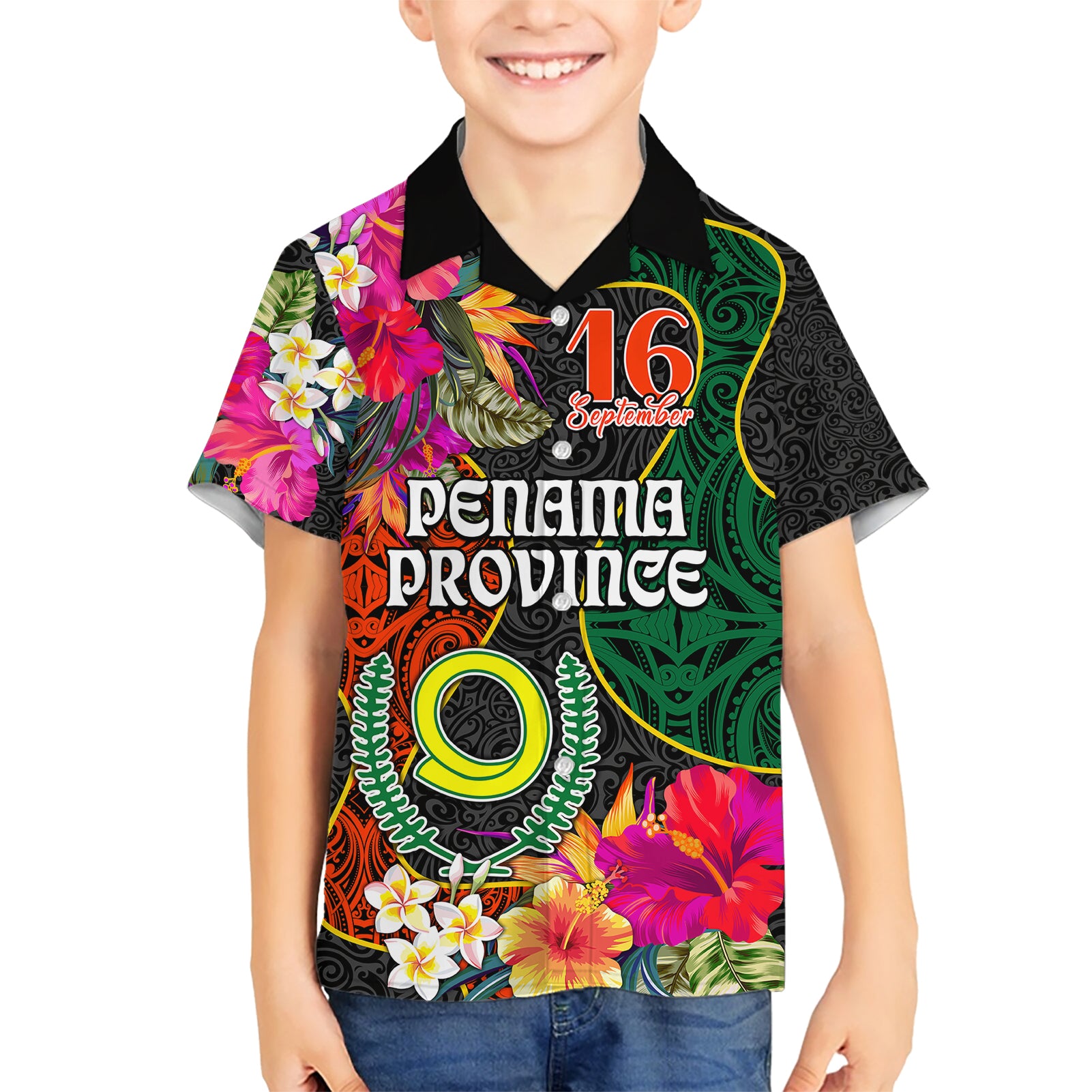 Penama Day Kid Hawaiian Shirt Proud To Be A Ni-Van Beauty Pacific Flower LT03 Kid Black - Polynesian Pride