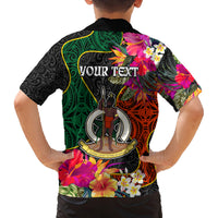 Personalised Penama Day Family Matching Off Shoulder Long Sleeve Dress and Hawaiian Shirt Proud To Be A Ni-Van Beauty Pacific Flower LT03 - Polynesian Pride