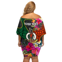 Personalised Penama Day Family Matching Off Shoulder Short Dress and Hawaiian Shirt Proud To Be A Ni-Van Beauty Pacific Flower LT03 - Polynesian Pride